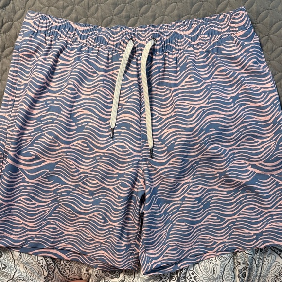 Sonoma Men's Swim Trunks with Pink and Blue Wave Pattern - Picture 1 of 3
